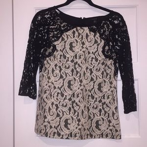 Black and cream lace top